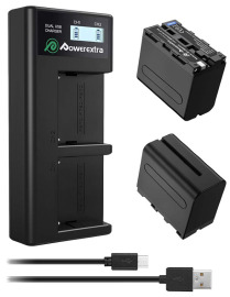 2 аккумулятора + зарядное устройство Powerextra NP-F970 (micro USB) в аренду